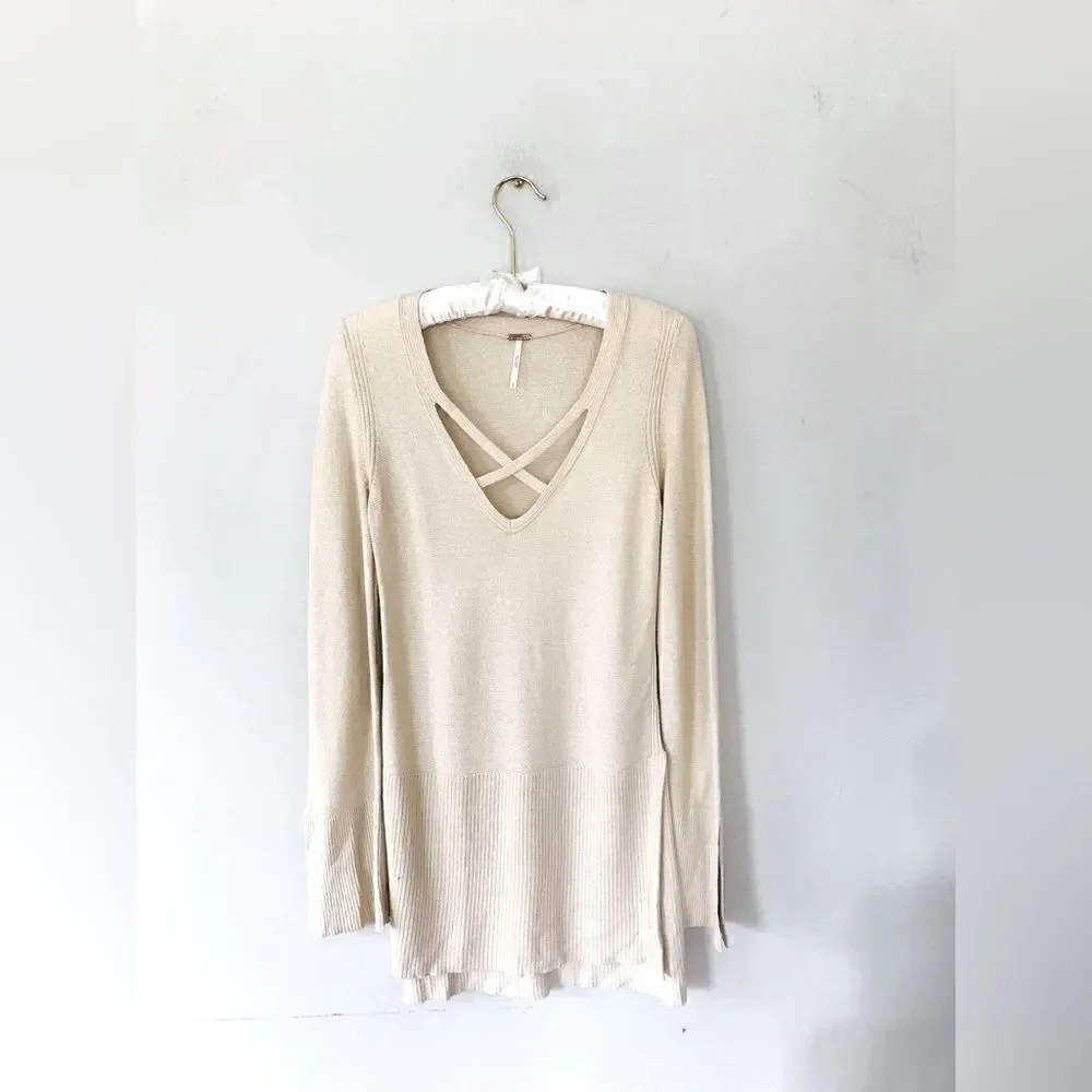 Free People Criss Cross Sweater in beige | size XS